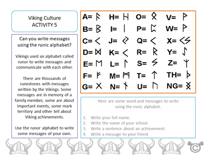 Writing activity from Vikings Social Studies pack, Second Level