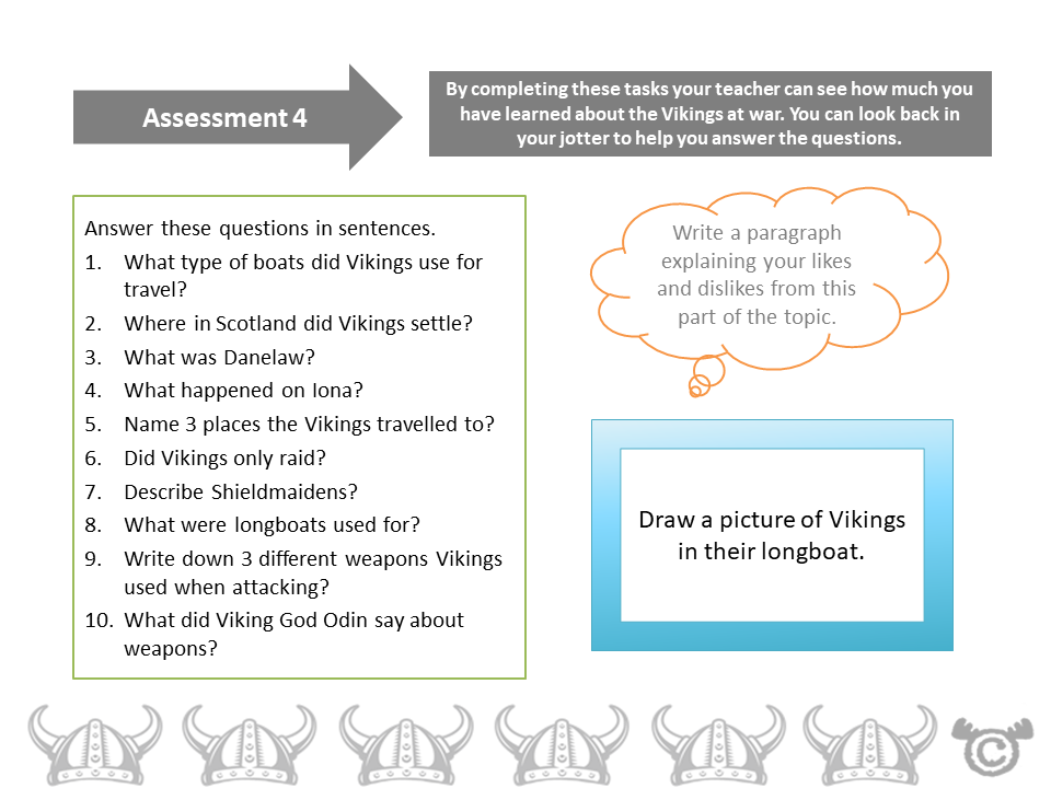 Assessment task from Vikings Social Studies pack, Second Level