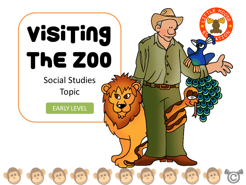 Visiting the Zoo digital topic pack front cover, Social Studies Early Level, Curriculum for Excellence