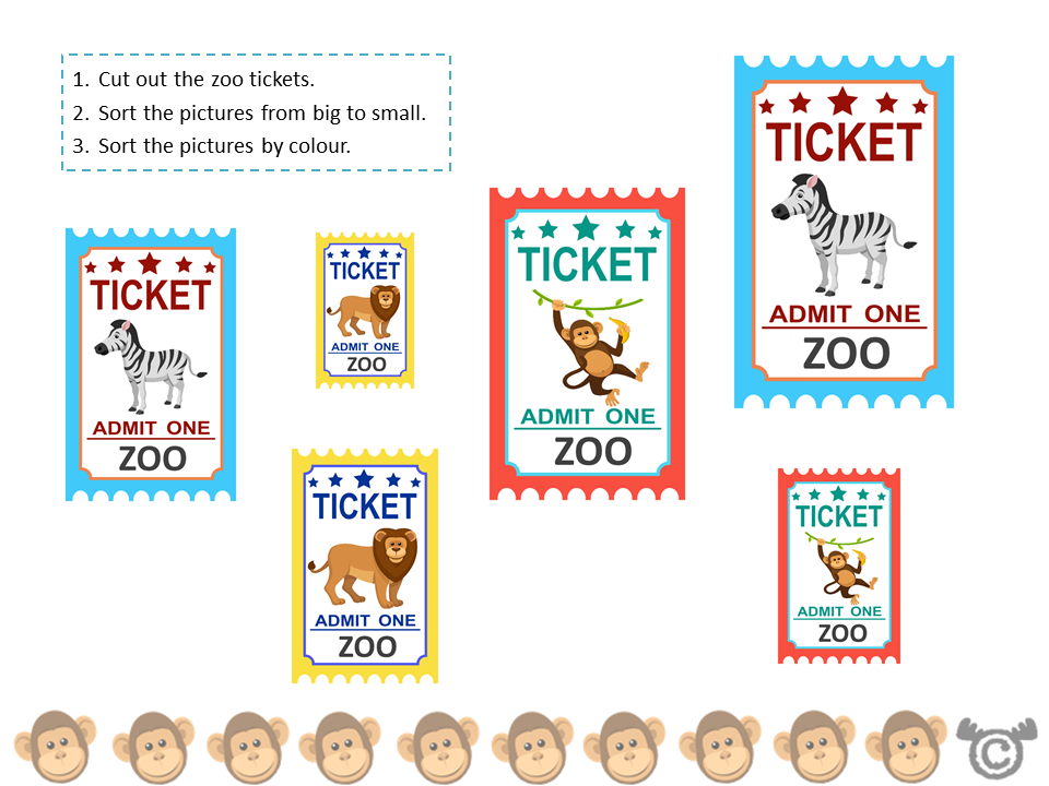 Sorting activity from Visiting the Zoo Social Studies pack, Early Level