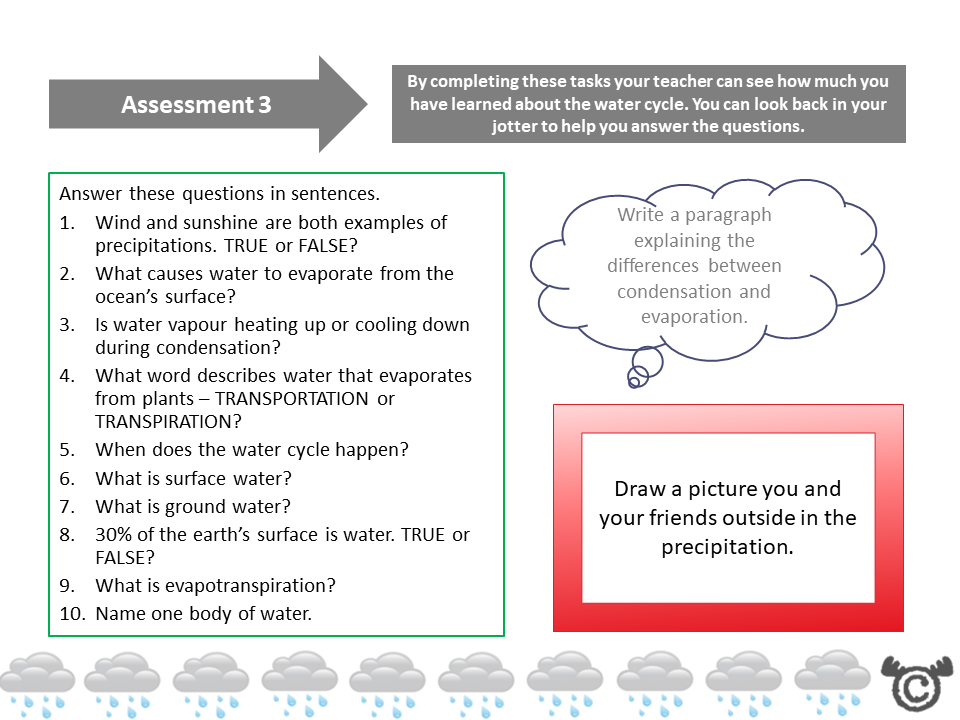 Assessment task from Water Science pack, Second Level