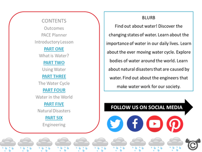 Contents page from Water Science pack at Second Level