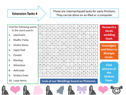 Extension tasks from Weddings RME pack, Second Level