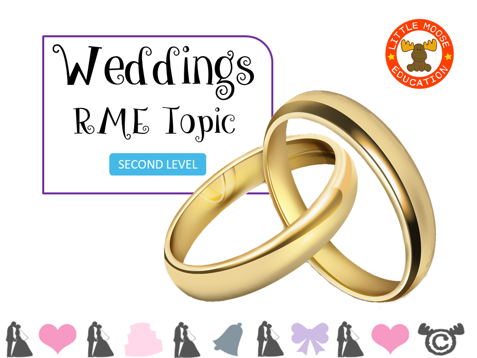Weddings digital topic pack front cover, RME Second Level, Curriculum for Excellence