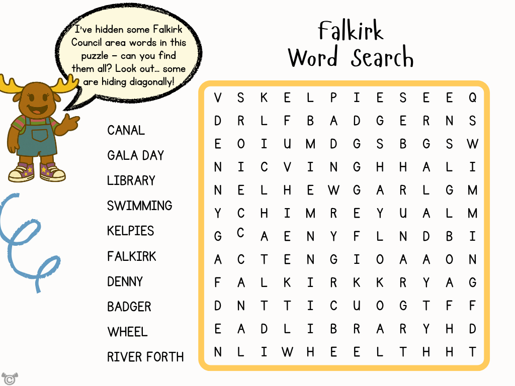 Wordsearch from My Area – Falkirk Social Studies pack, First Level