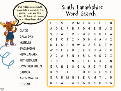 Word search from My Area – South Lanarkshire Social Studies pack, First Level