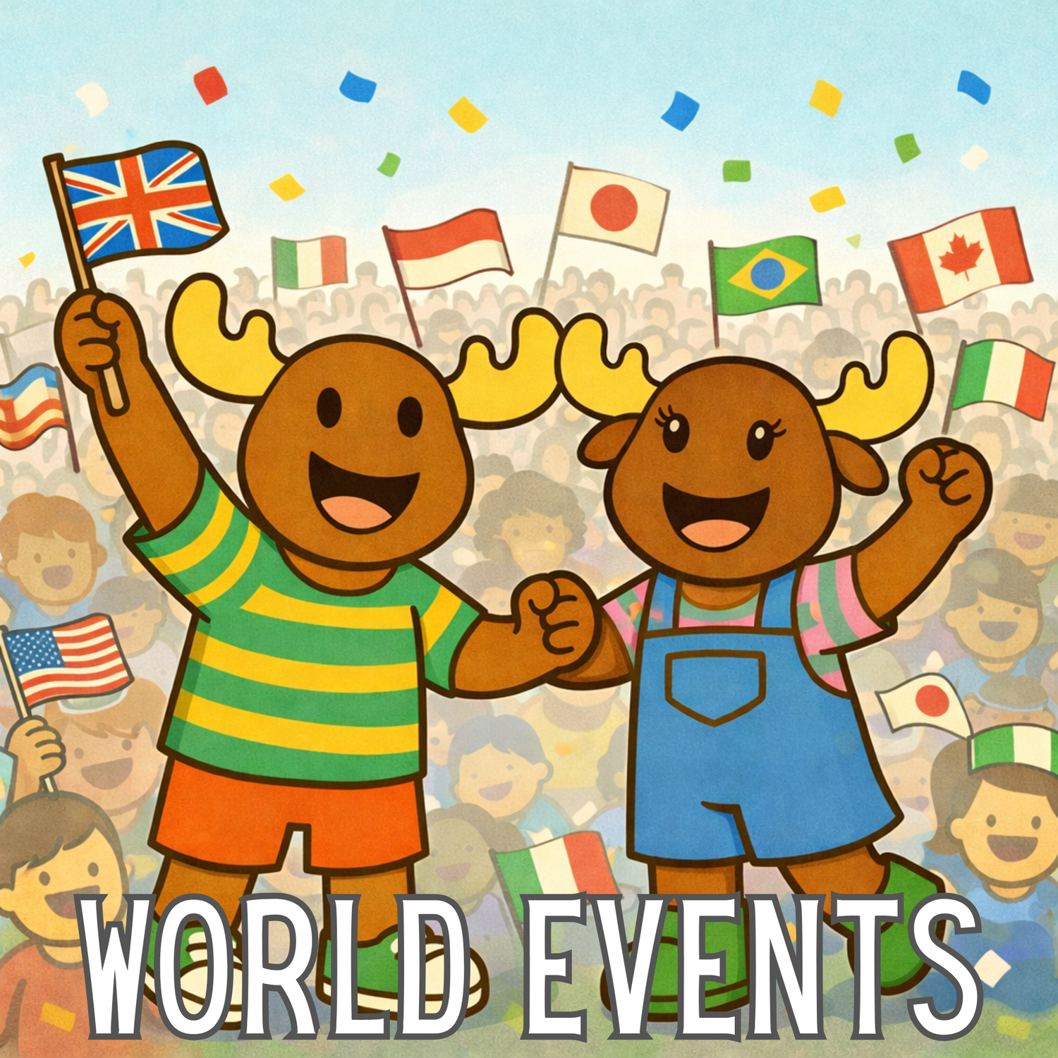 World Events collection graphic featuring Mac and Macy the Moose