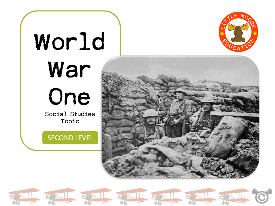 World War One digital topic pack front cover, Social Studies Second Level, Curriculum for Excellence