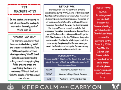 Teacher’s notes from World War Two pack, Second Level